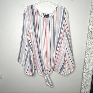 New Directions Curvy‎ 2X Flutter Sleeve Tie Front Blouse​